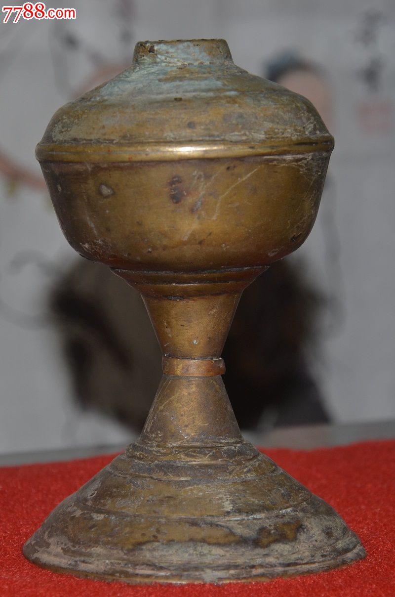 清民国时期铜油灯图片