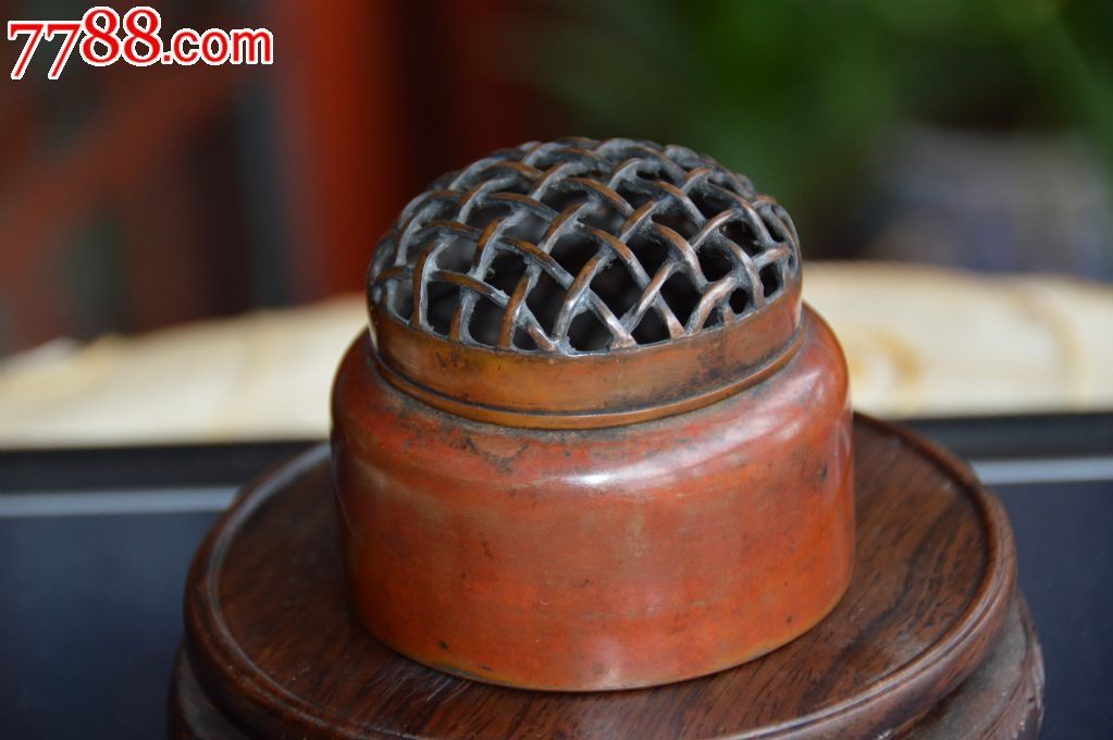 明代宫廷内府造水磨红铜手炉,熏炉