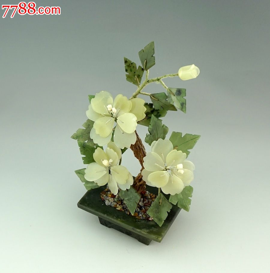 七八十年代出口石头花盆景玉石花半宝石花玉石盆景25cm回流