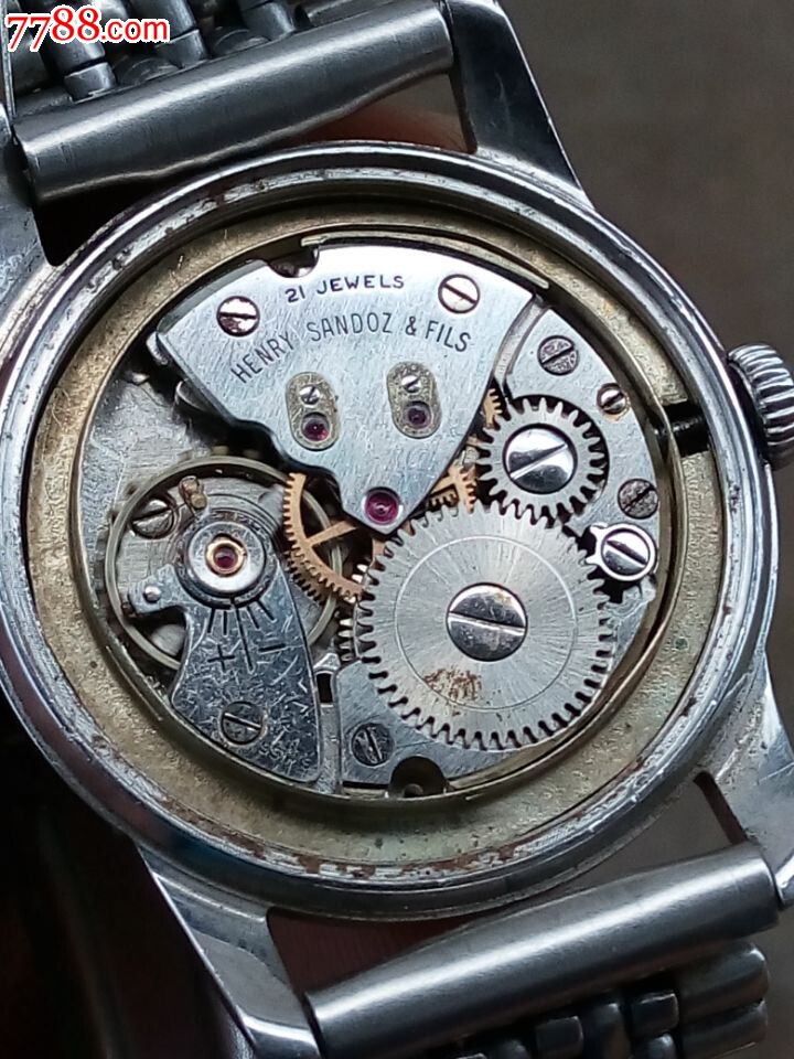 瑞士古懂山度士手动机械表,21钻丁摆轮