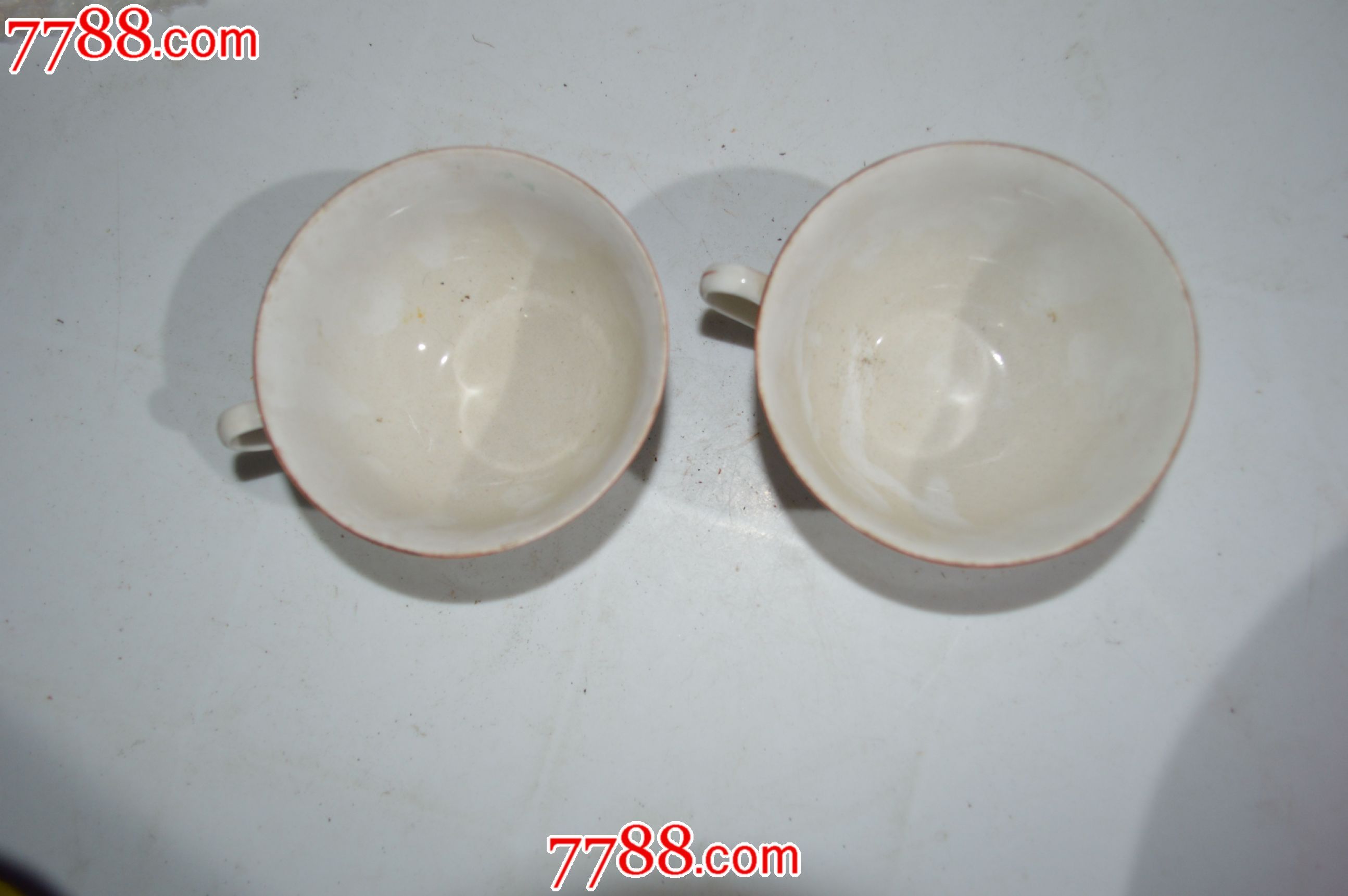 一对东方红文革小碗