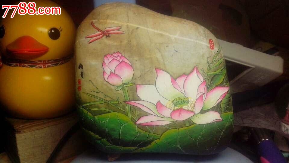 精工长江工笔石头画彩绘石头家居摆件