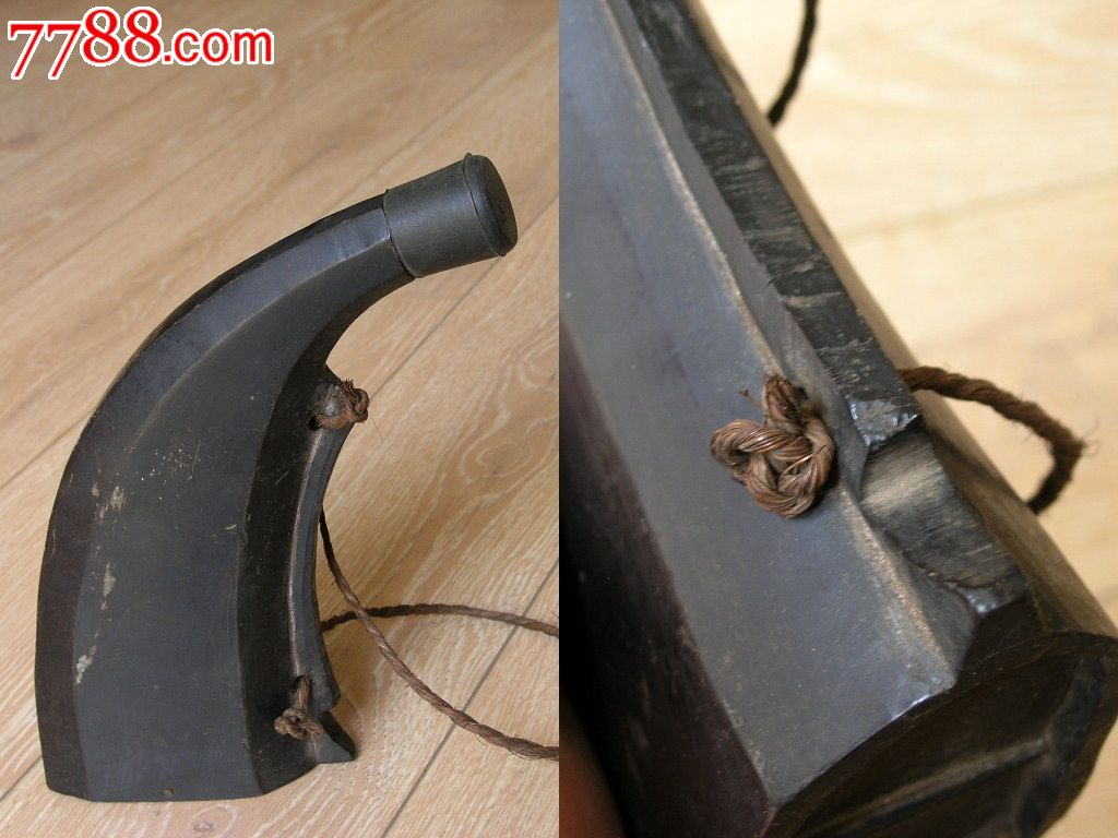 民俗收藏140802-边疆早期特大号手工制狩猎用牛角火*囊