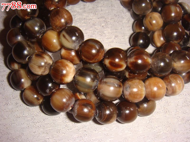 精选天然盘山羊角佛珠108佛珠念珠手串