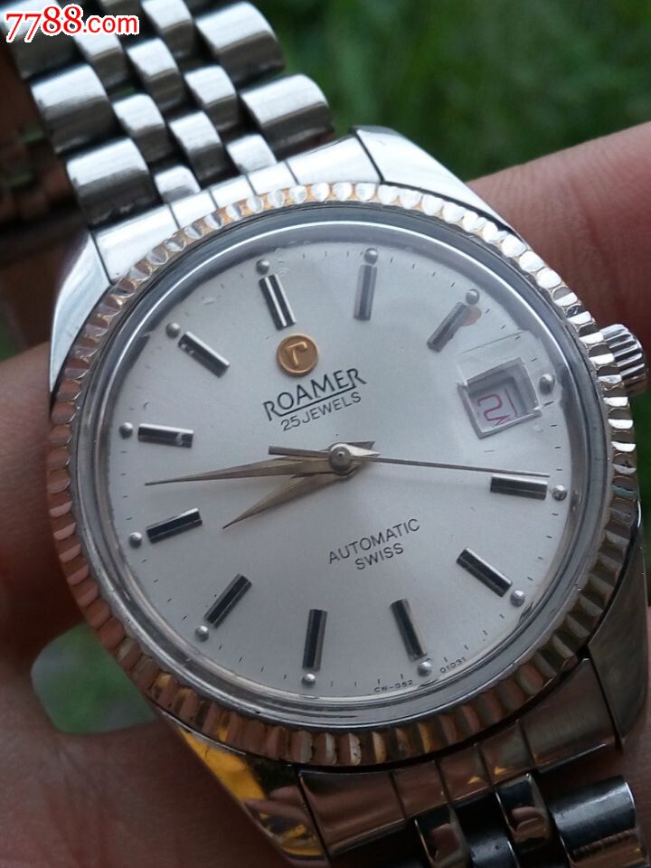 2手古董瑞士正品罗马全自动机械男表,eta-2824-2机芯镀金停秒,手表