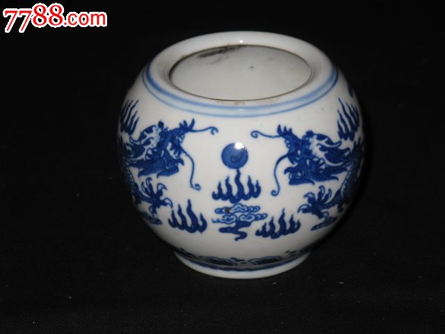 二龙戏珠青花小缸尺寸9cm10cm无磕碰