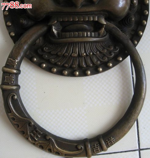 饕餮铜大门环一对