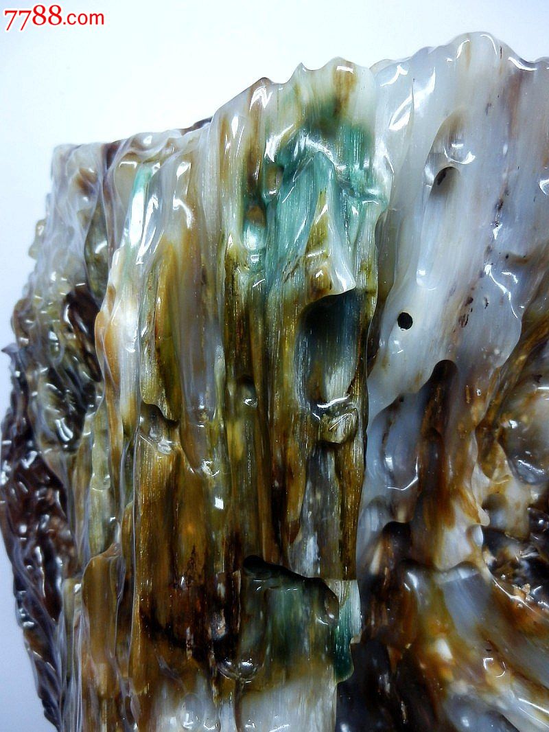 缅甸树化玉老坑冰种带绿极品奢侈收藏精品木化玉镇宅之宝