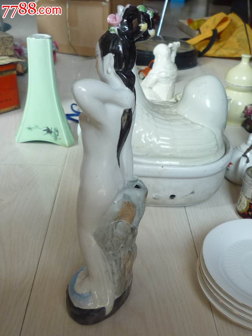 怀旧经典收藏瓷器古代美女艺术*体白色瓷人塑像