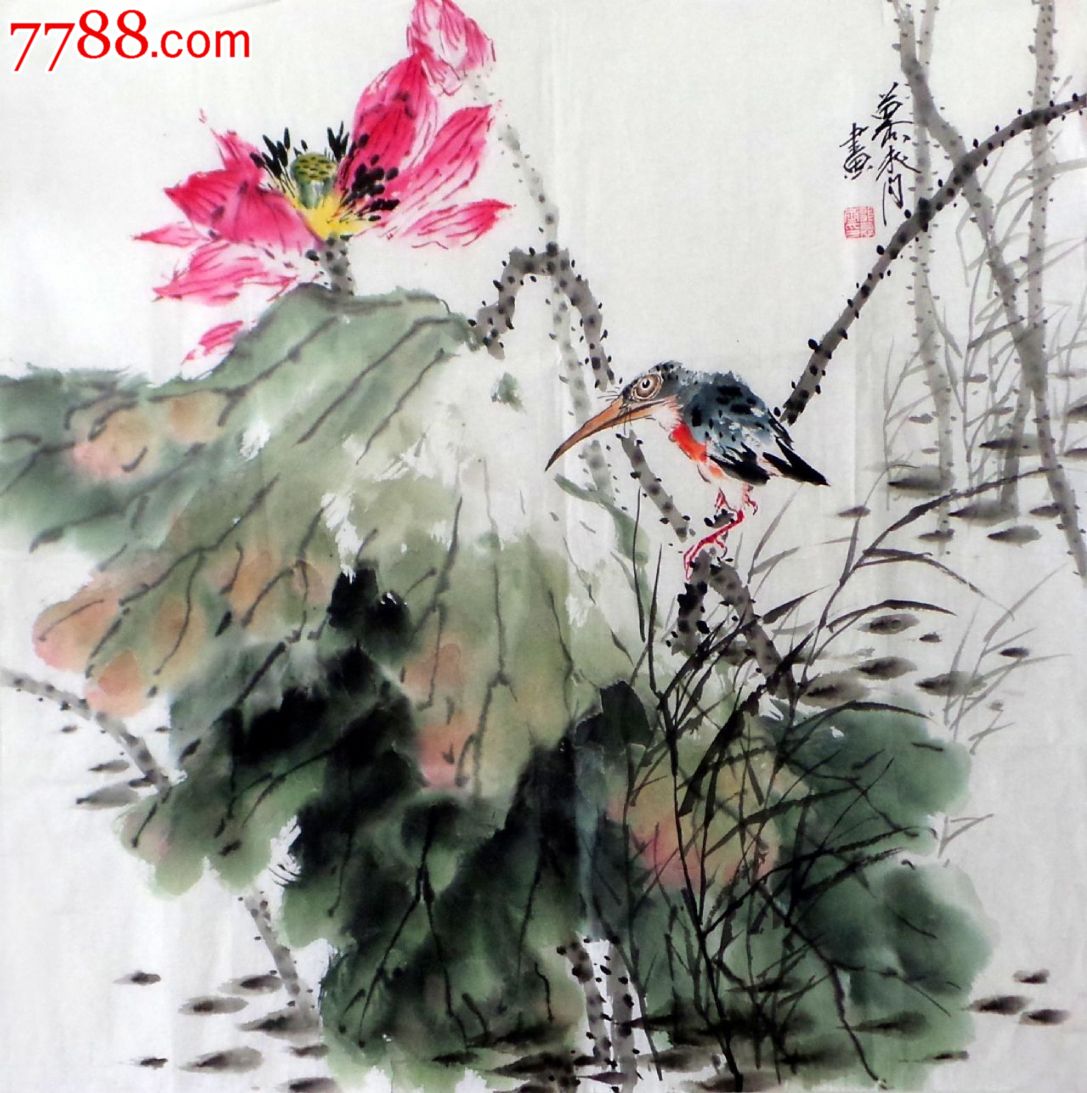 四尺斗方精品写意花鸟作品荷塘清韵gh00770