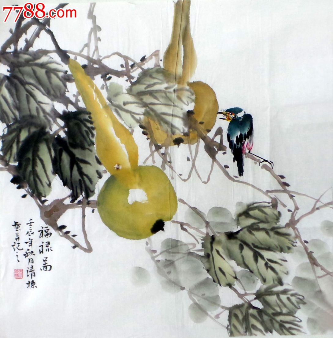 四尺斗方精品写意花鸟作品福禄图gh00772