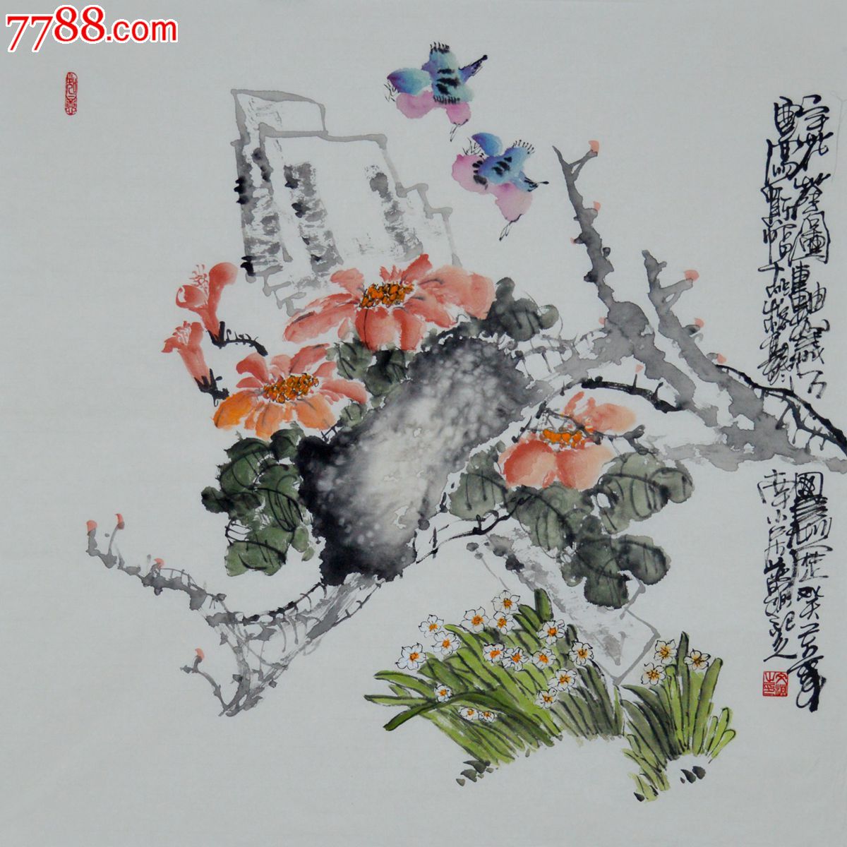 四尺斗方写意花鸟画作品《清香图》