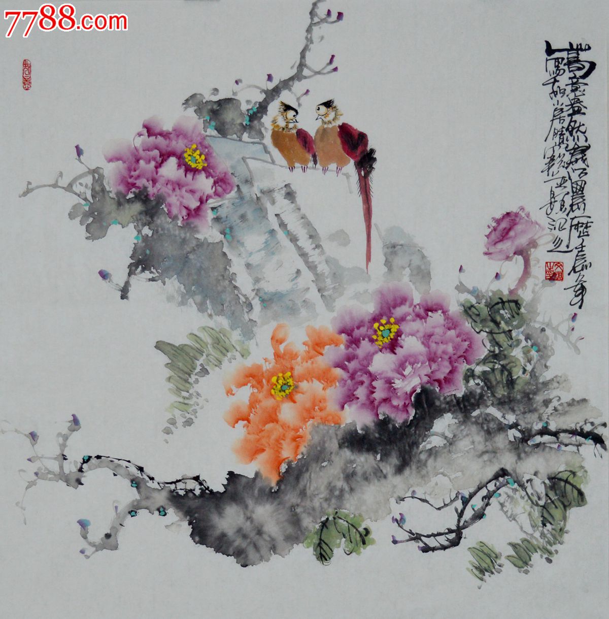 四尺斗方写意花鸟画作品《春意盎然》