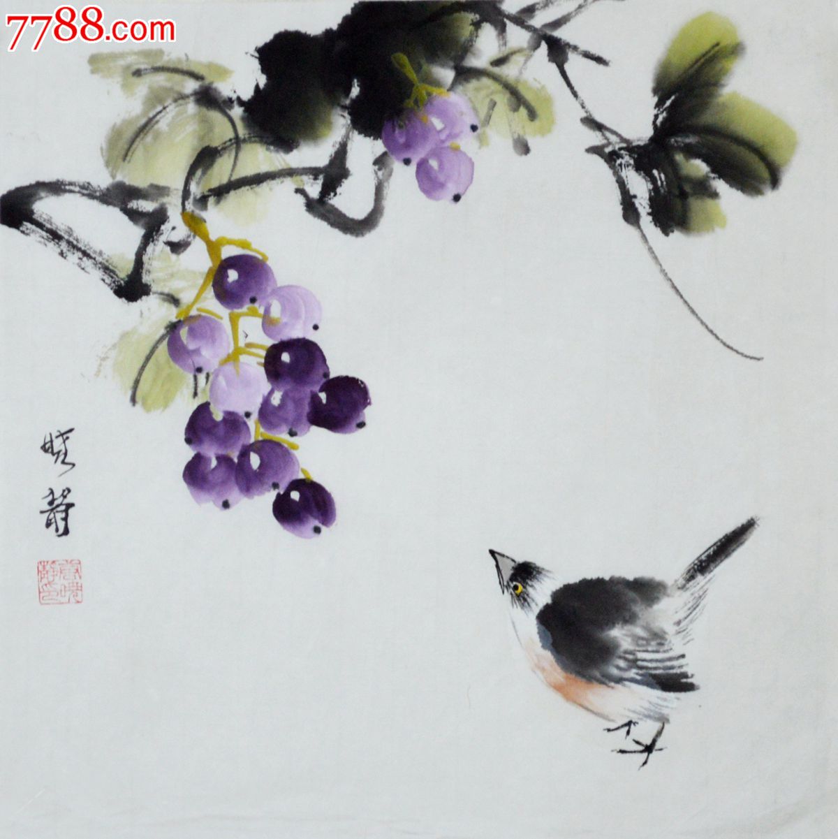 小品花鸟画葡萄-se21398800-花鸟国画原作-零售-7788收藏__收藏热线