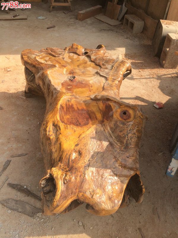 1056根雕黄龙木茶台金光招财三脚金蟾