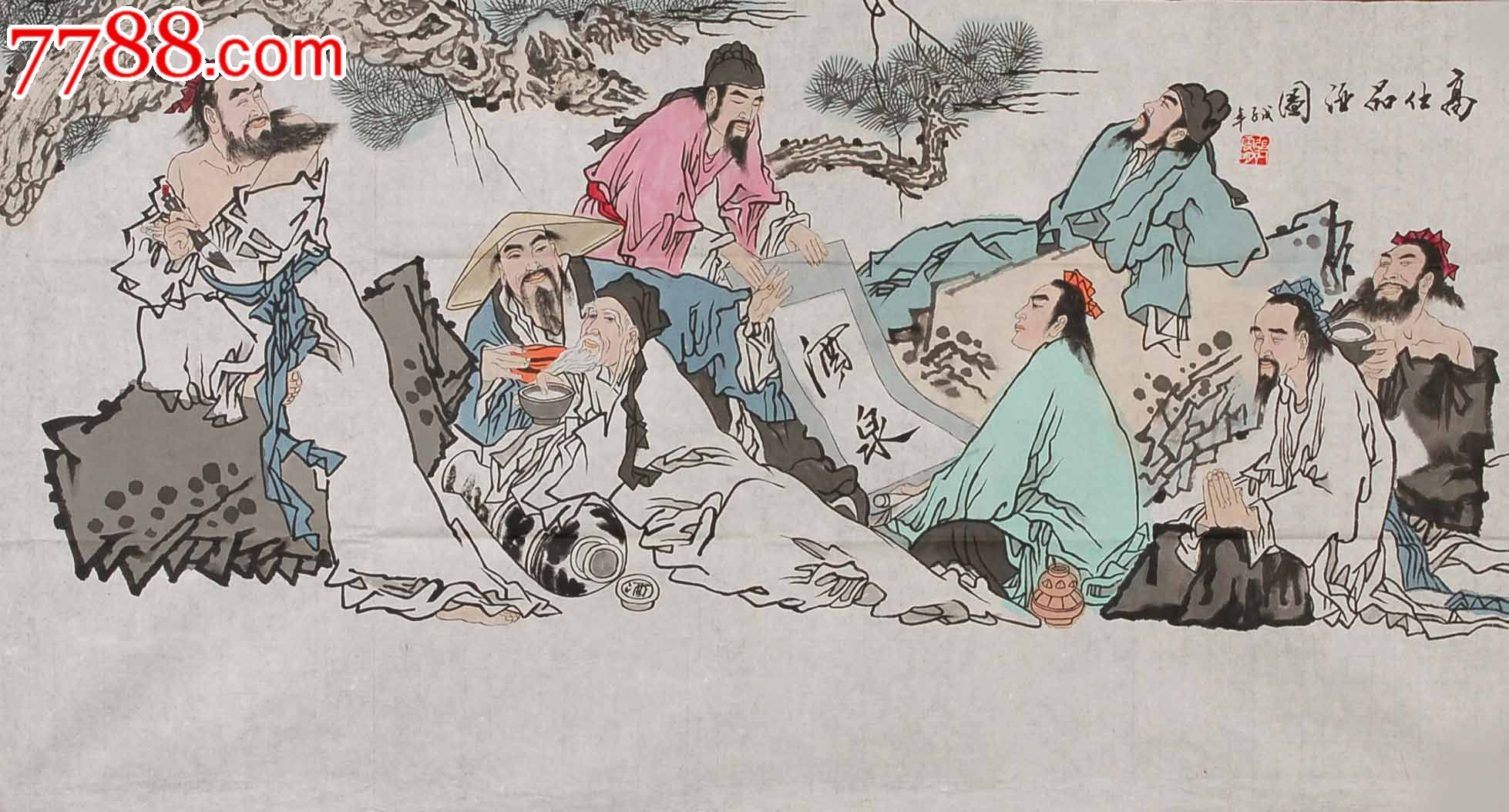 品墨斋◆北京人物画协会专职画家◆张云城◆高仕品酒图