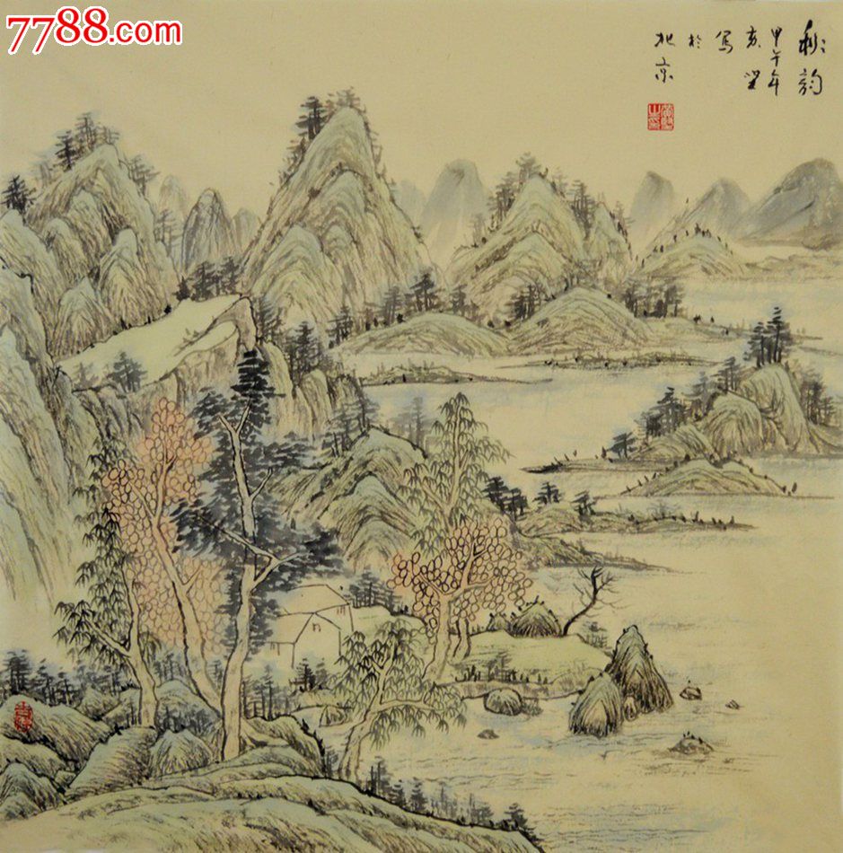 四尺斗方仿古山水画《秋韵》ss0379