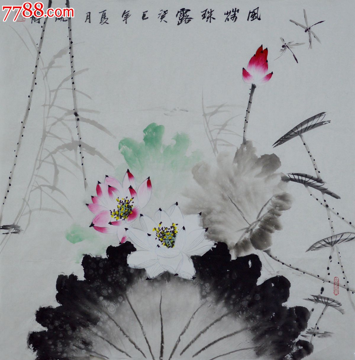 四尺斗方写意荷花作品hn0580