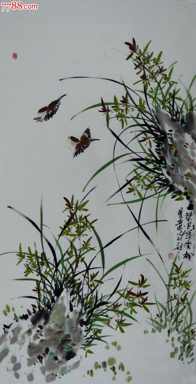 李枫四尺整张花鸟画兰花《清韵图》