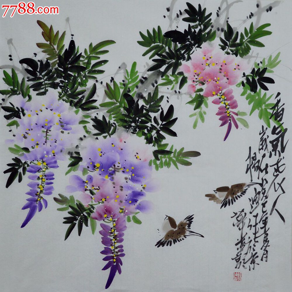 四尺斗方花鸟画《香气袭人》