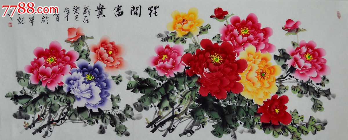 王琳花鸟画牡丹花作品《花开富贵》