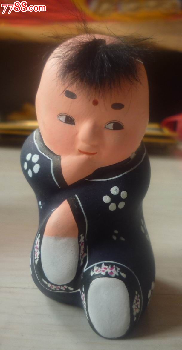 怀旧经典收藏七八十年代可爱小孩造型泥人