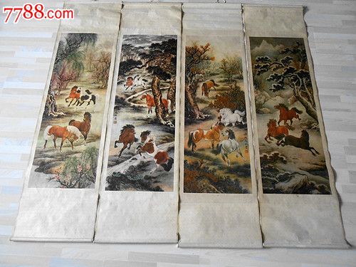 马试春秋(马秋岩.1988.超长屏:145*38cm)