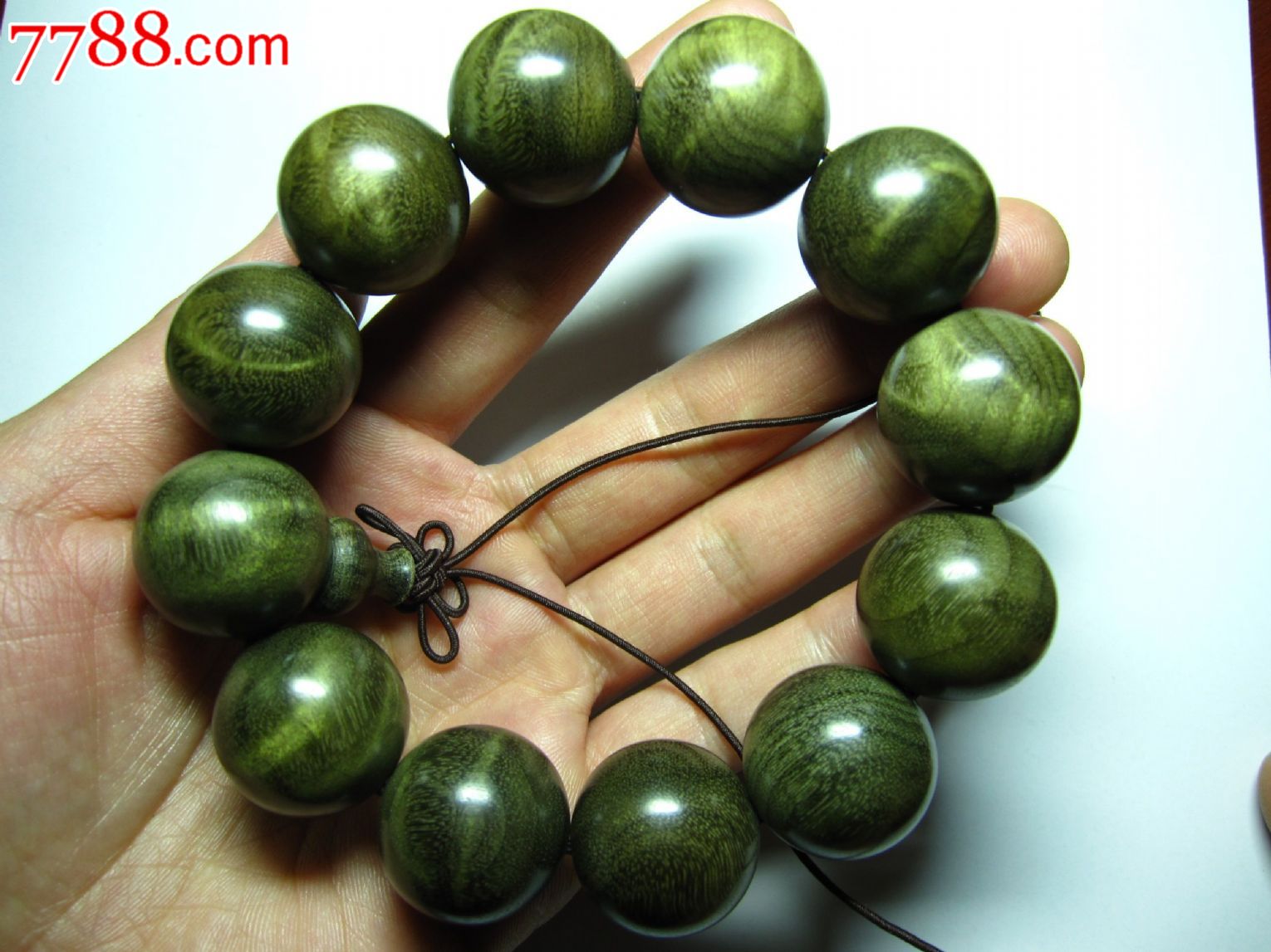 极品阴沉木绿料金丝楠满水波佛珠-金丝楠木手串-7788文玩