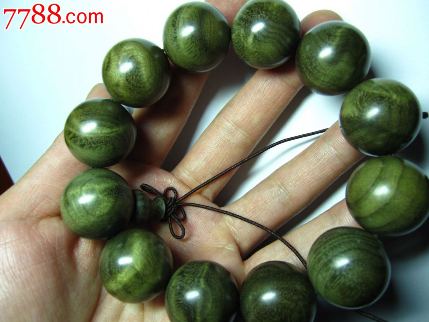 极品阴沉木绿料金丝楠满水波佛珠-金丝楠木手串-7788文玩