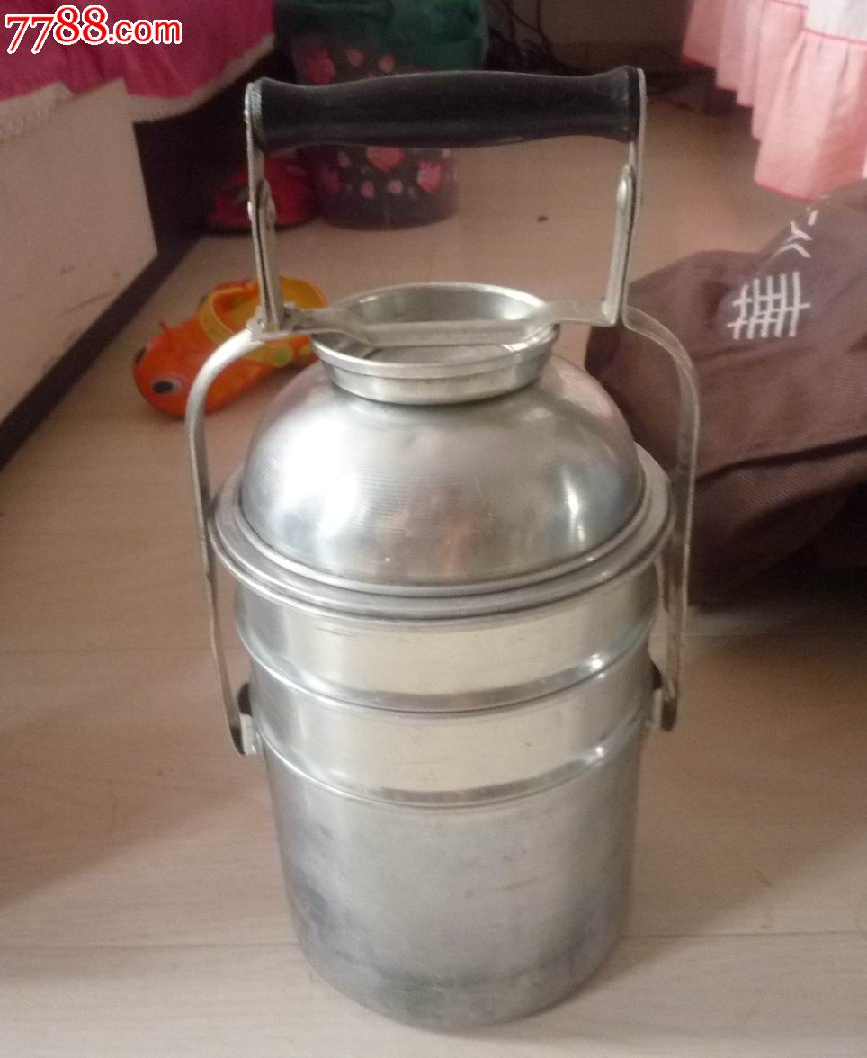 怀旧经典收藏老式双层多用铝制老饭盒