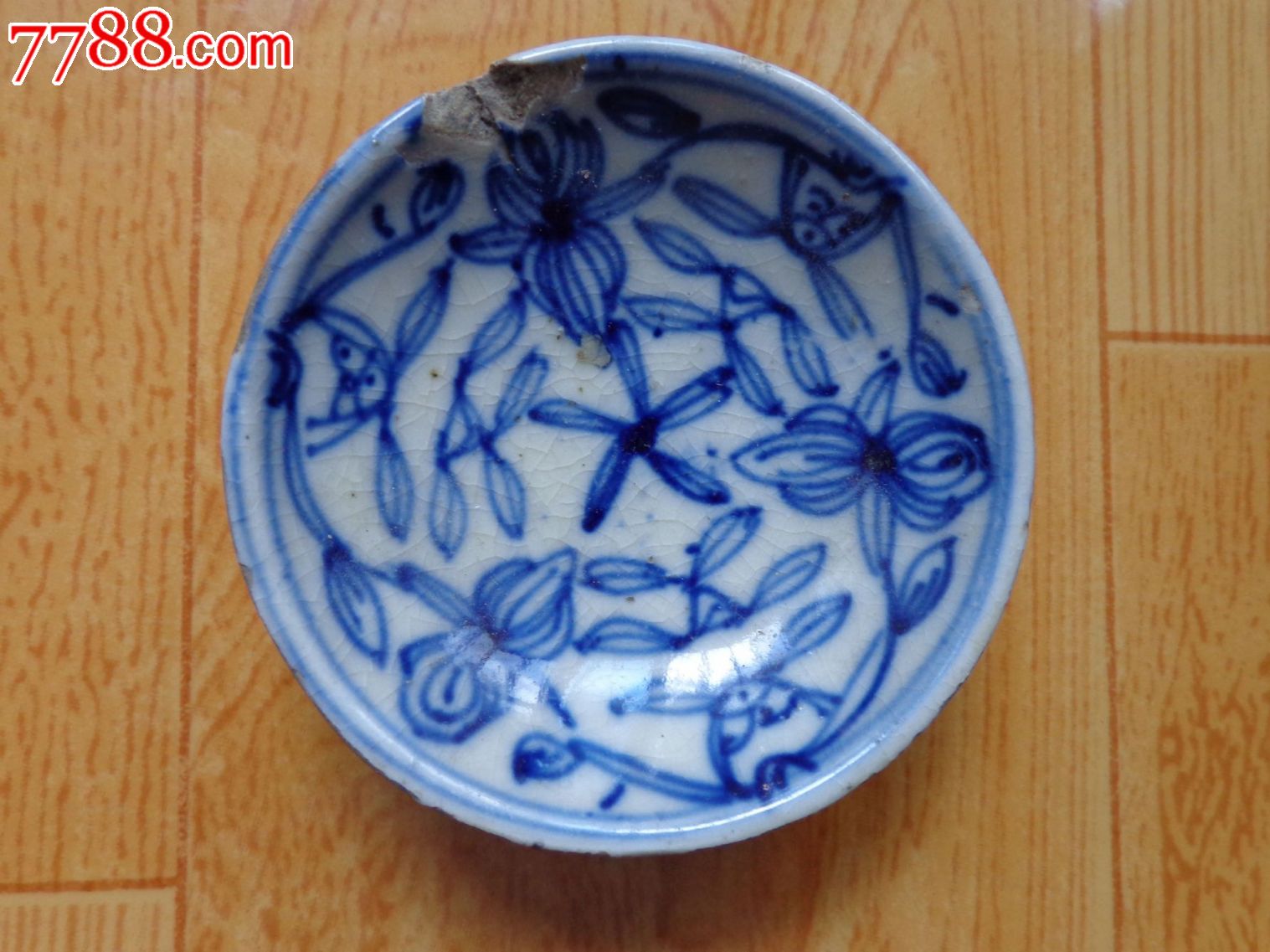 清晚期民窑青花手绘花卉小碟-青花瓷--se24366737-零售-7788收藏
