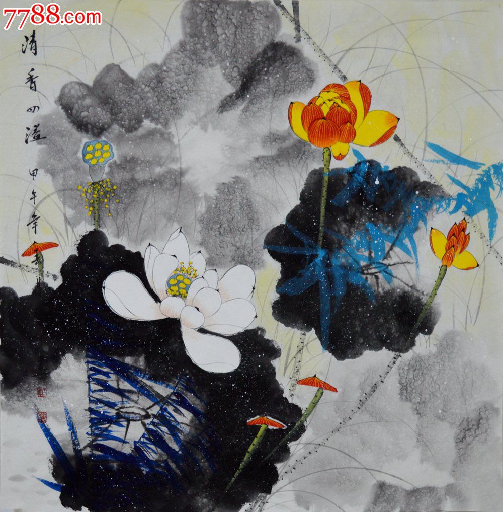 水墨花鸟画《清香四溢》