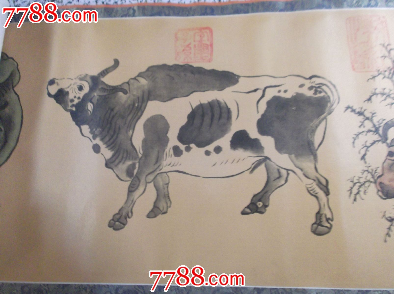 绢仿高复制《五牛图》(长卷)200*28cm